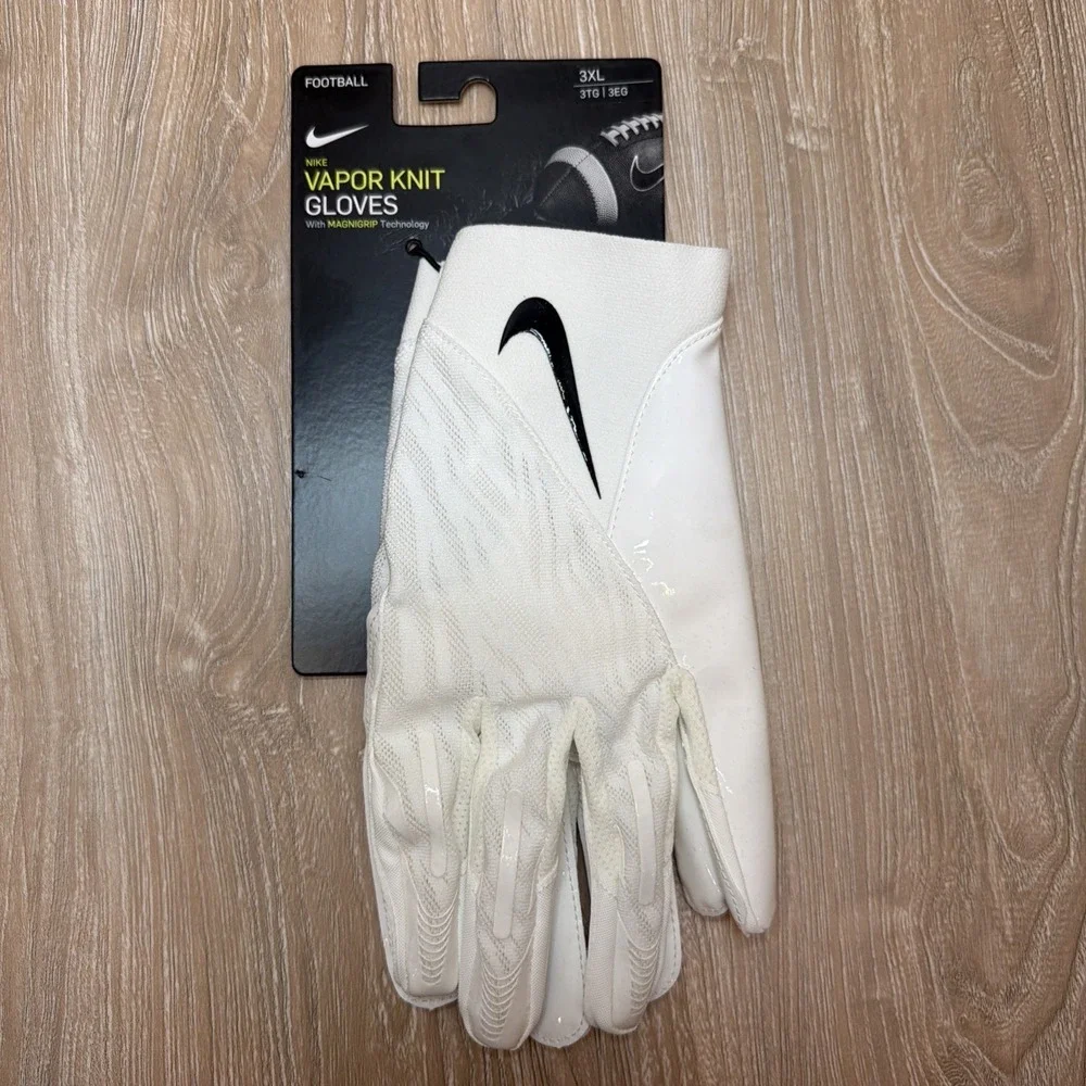Nike Vapor Knit 4.0 Football Gloves White Black Men's Size 3XL DX4529-102 NEW